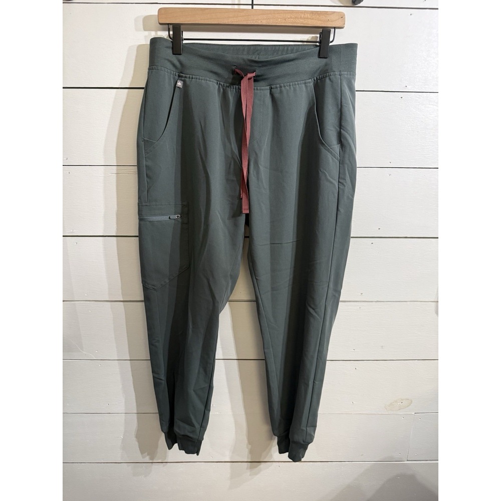 FIGS Zamora Bonsai Gray Green Jogger Scrub Pants Womens Medium Petite Medical